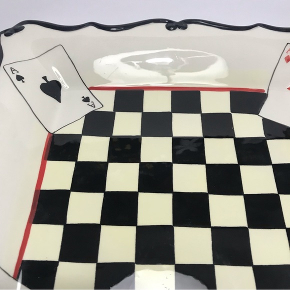 Young's Heartfelt Kitchen Creations Ceramic 11.5” Plate Chess board Cards Black - Picture 9 of 13